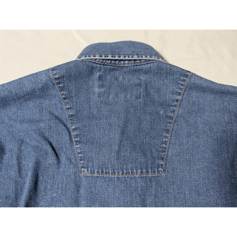 VTG 80s CALVIN KLEIN Weathered American Classic Blue Denim Shirt - Women Medium - Picture 14 of 16